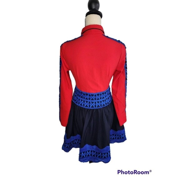 UNE-fluer Boho Shirt Dress Knee Length Embroidery Cut Women's Size Small - Picture 2 of 10